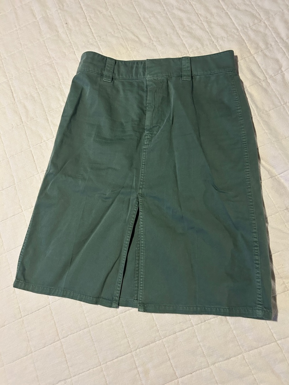 Madewell Forest Green Cotton Skirt with Front Slit